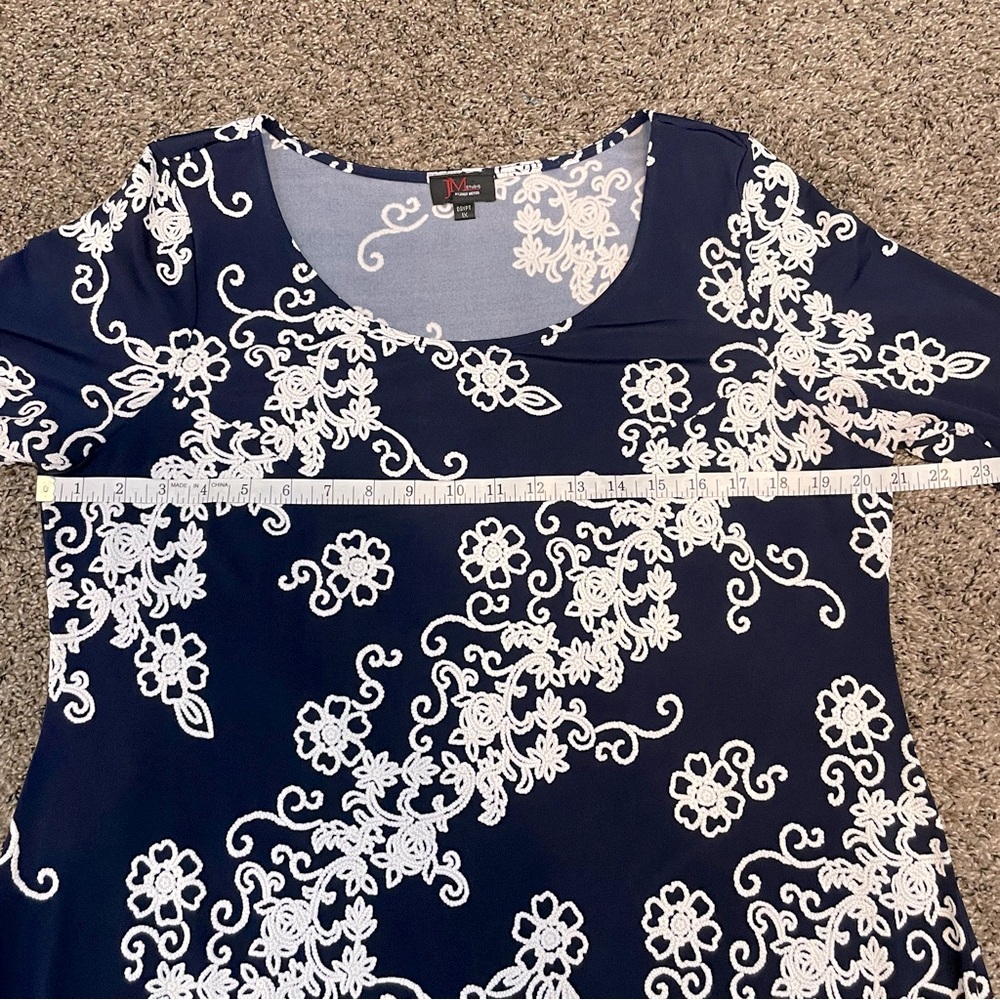 JM Studio by John Meyer Women’s Navy Blue & White 3/4 Sleeve Sheath Dress Sz 1X - Picture 4 of 9